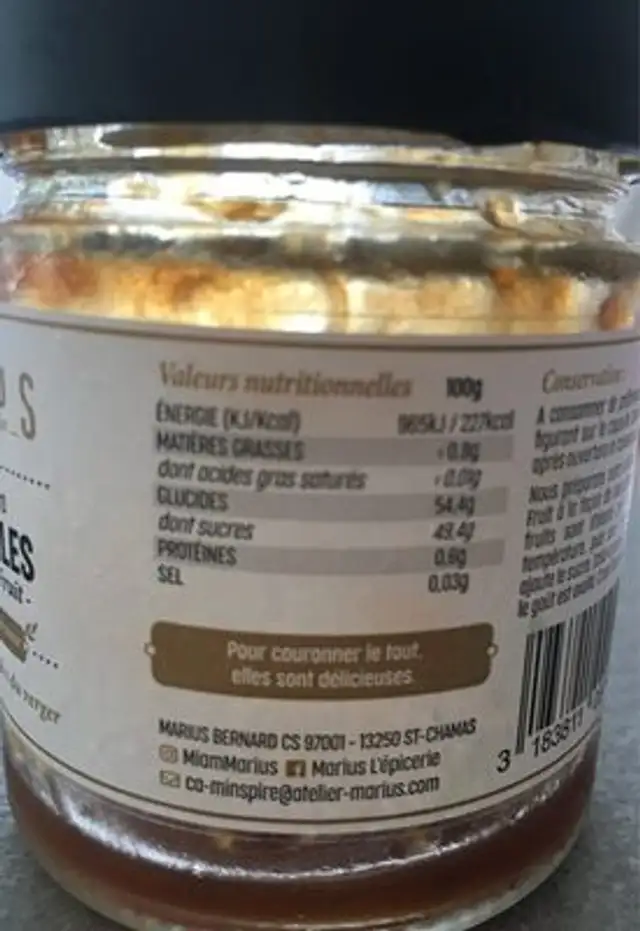 Confiture extra peches de vignes nutrition facts table