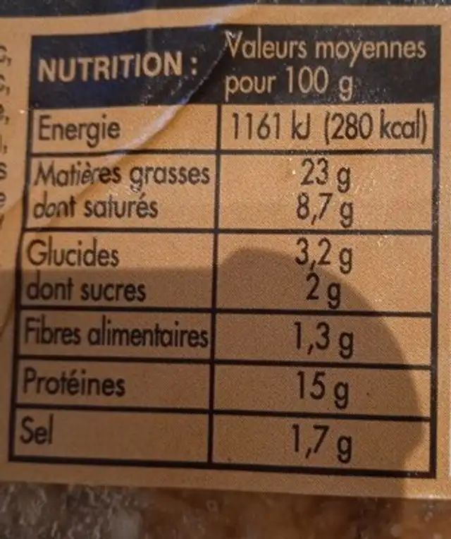 Pâté de campagne Qualité supérieure nutrition facts table
