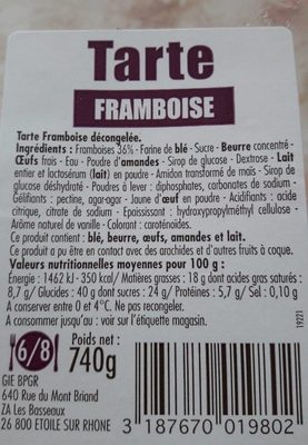 Tarte framboise front packaging