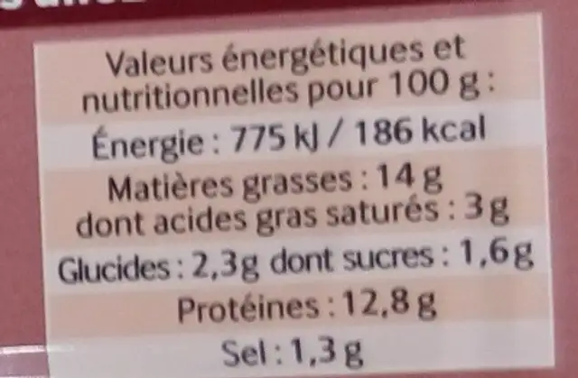 Les Tartinables (Thon Olives, Tomates Marinées et Poivrons) nutrition facts table