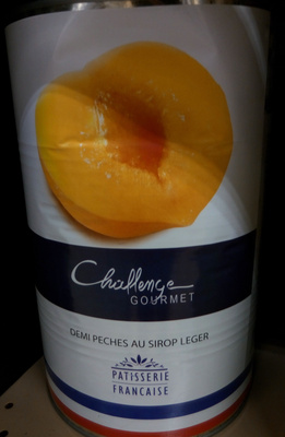 Demi-pêches au sirop léger front packaging