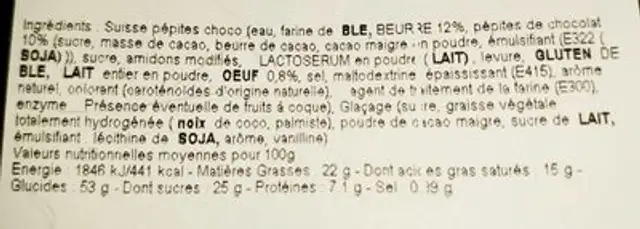 Suisses chocolats x4 nutrition facts table