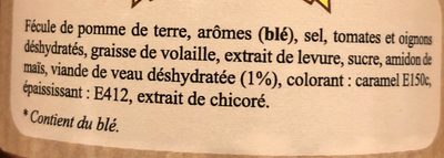 Fod de veau ingredients label