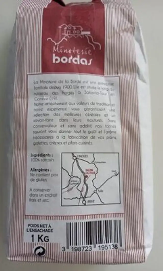 Farine des eaux de vénère sarrazin nutrition facts table