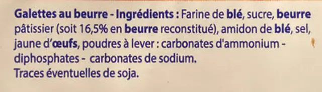 Galettes Bretonnes Pur Beurre ingredients label