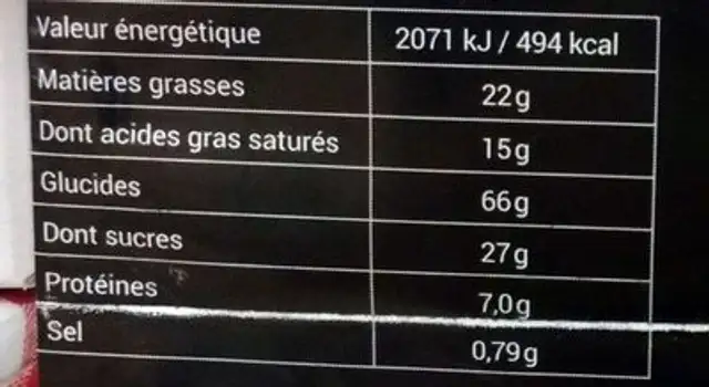 Galettes Bretonnes Pur Beurre nutrition facts table