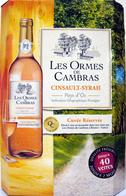 Vin Cinsault-Syrah Pays d'Oc IGP Les Ormes de Cambras