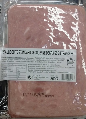 Epaule cuite standard decouénné degraissé