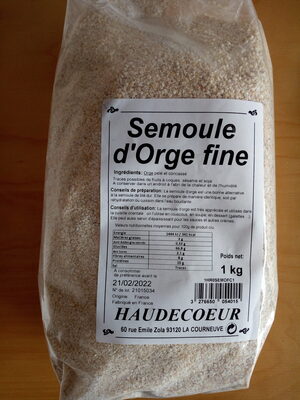Semoule d'orge fine front packaging