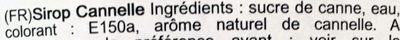 Sirop de Cannelle ingredients label
