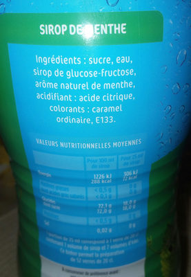 Oasis sirop menthe front packaging