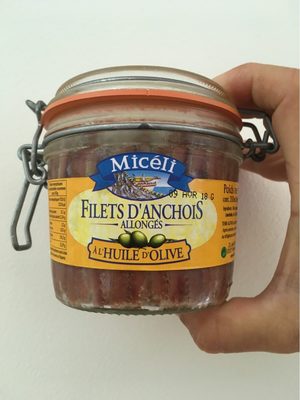 Filet d'anchois allongés à l'huile d'olive front packaging