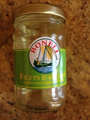 Filets d'anchois roulés aux câpres à l'huile