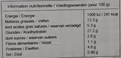 Feuilleté Croisillon Emmental nutrition facts table