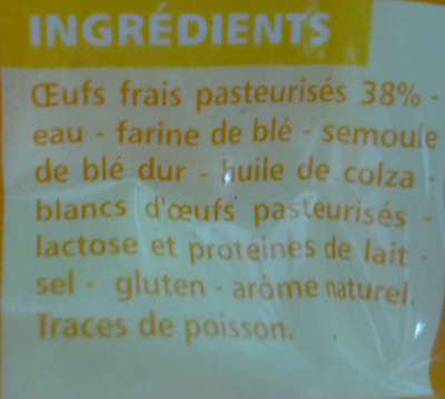 Quenelles nature ingredients label