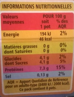 Fromage blanc velouté 0% mat. gr. nutrition facts table