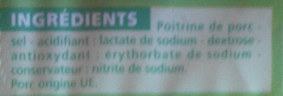 Lardons Nature ingredients label