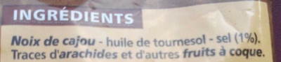 Noix de cajou grillées et salées ingredients label