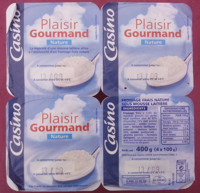 Plaisir gourmand nature Mousse laitière sur lit de fromage frais
