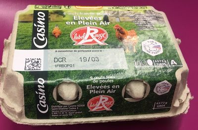 6 Œufs frais de LABEL ROUGE calibre GROS