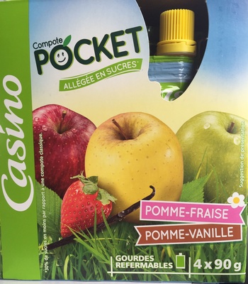 Compote POCKET allégée en sucres front packaging