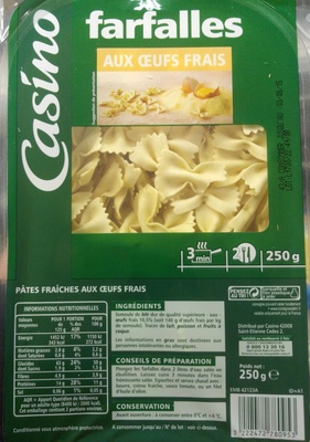 Farfalles aux oeufs frais