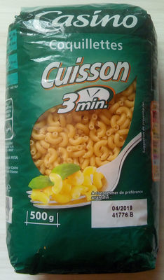 Coquillettes cuisson 3min front packaging