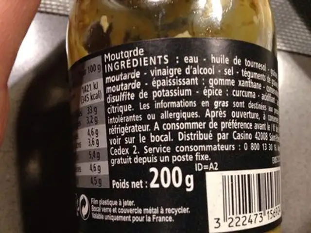 Moutarde onctueuse ingredients label