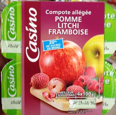 Compote allégée Pommes Litchis Framboises
