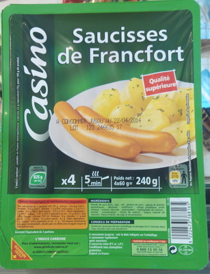 Saucisses de Francfort front packaging