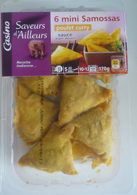 6 mini samossas poulet curry avec sauce aigre douce
