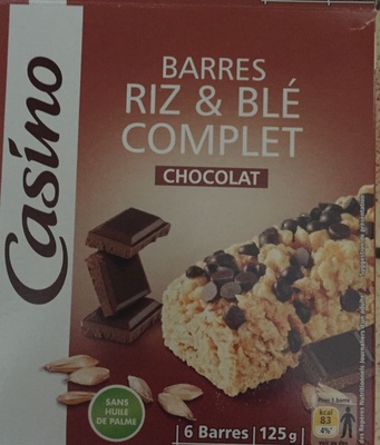 Barres riz et blé complet chocolat