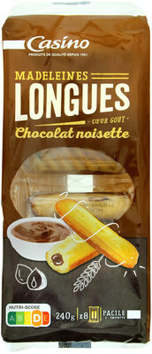 Madeleines longues coeur goût chocolat noisette