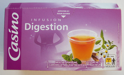 Infusion Après repas Préparation de plantes à infusion 25 sachets fraîcheur front packaging