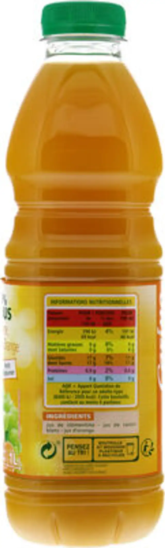 100% pur jus clémentine raisin blanc orange nutrition facts table