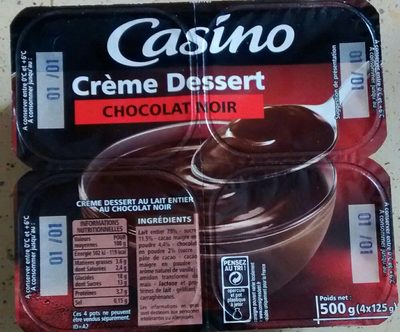 Crème dessert au chocolat noir au lait entier