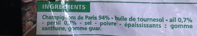 Poêlée de champignons de Paris à la persillade ingredients label
