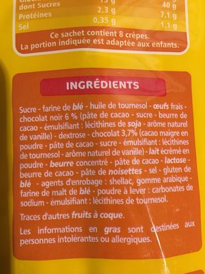 Crêpes fourrées coeur craquant gout choco ingredients label