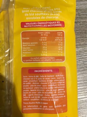 Crêpes fourrées coeur craquant gout choco nutrition facts table