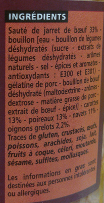 Pot-au-feu boeuf et légumes de jardin ingredients label