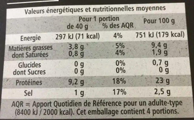Le Subtil Saumon fumé élevé en Norvege label rouge nutrition facts table