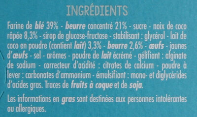 Sablés fourrés cœur fondant noix de coco pur beurre ingredients label