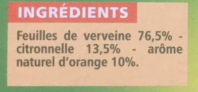 Infusion Verveine Orange 25 sachets fraîcheur ingredients label