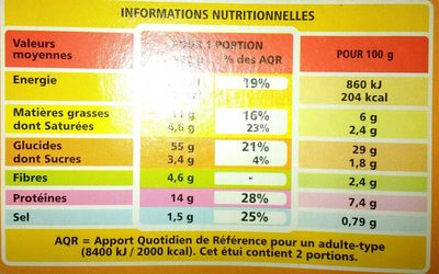 Pizza légumes BIO nutrition facts table