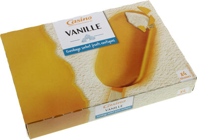 Maxi bâtonnets vanille enrobage sorbet fruits exotiques x4