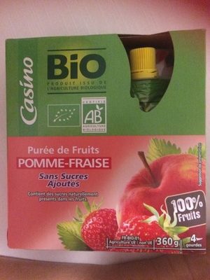 Purée de fruits pommes fraises sans sucres ajoutés