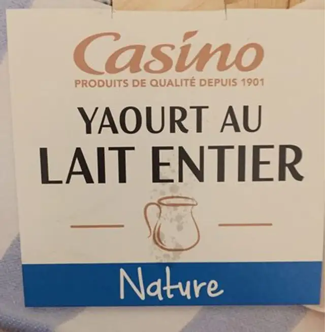Yaourt au lait entier nature front packaging