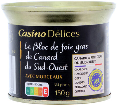 Bloc de foie gras de canard du SudOuest avec morceaux