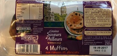4 Muffins au raisins et abricots