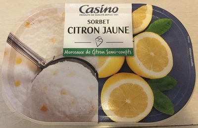 Sorbet citron jaune avec morceaux de citron semi-confits